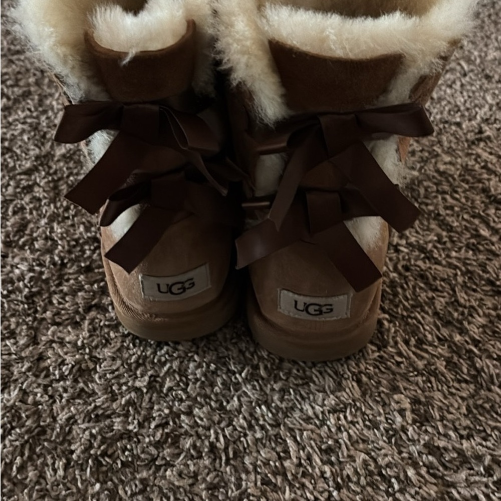 UGG Tan Boots with Dark Brown Bows